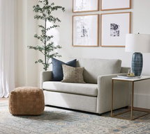 Online Designer Living Room Suede Basketweave Pouf, 18" x 18" x 14", Camel