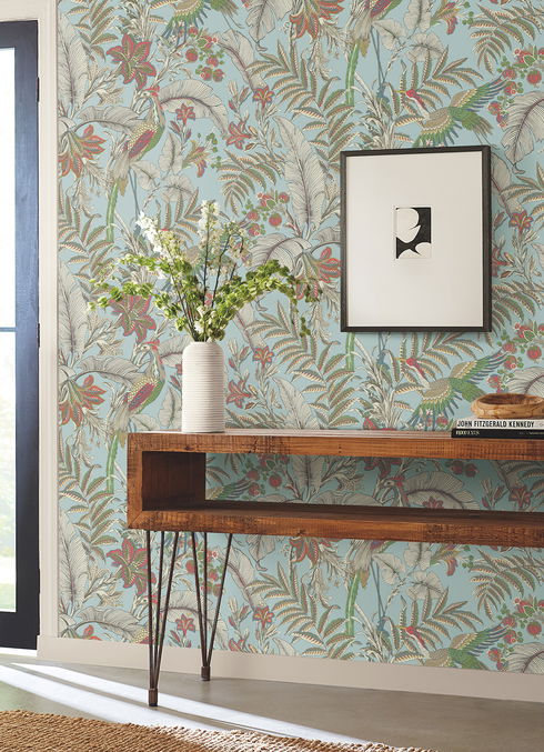 Heronwood Sky Blue Wallpaper