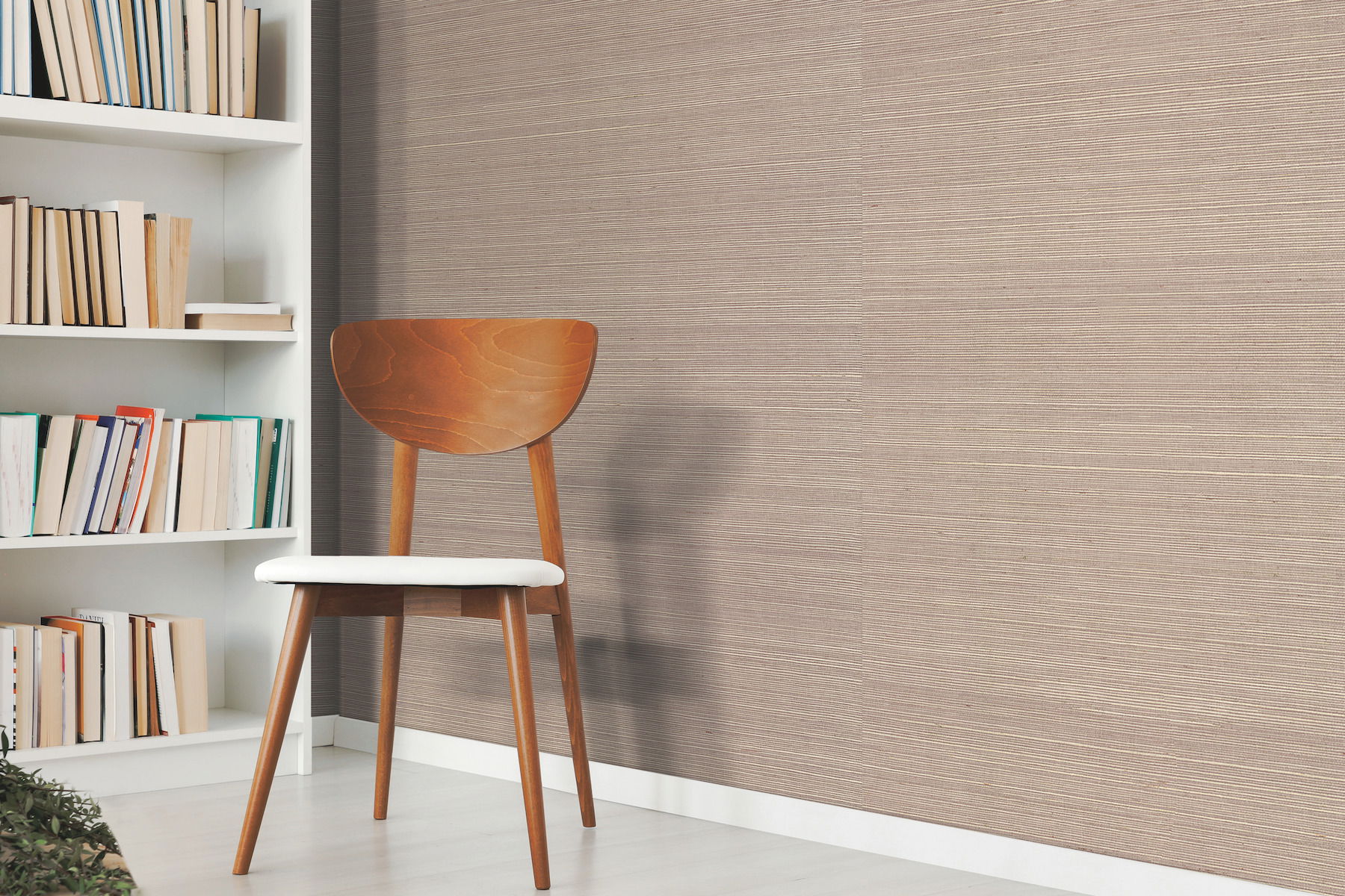 Plain Sisal Grasscloth White Wallpaper large image 