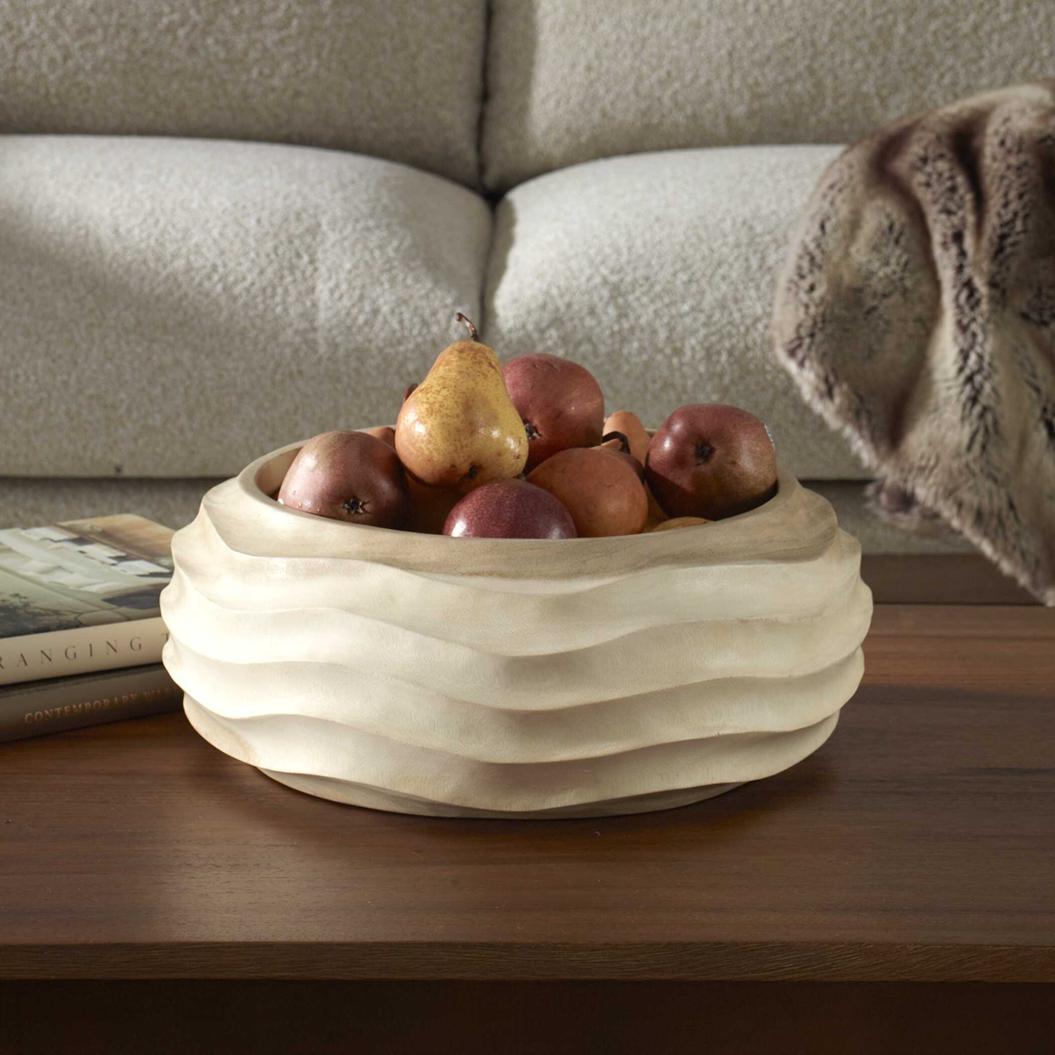 Waveform Bleached Wood Bowl, Decorative by Uttermost, 15.5" width x 5.85" height x 15.5" depth View 2