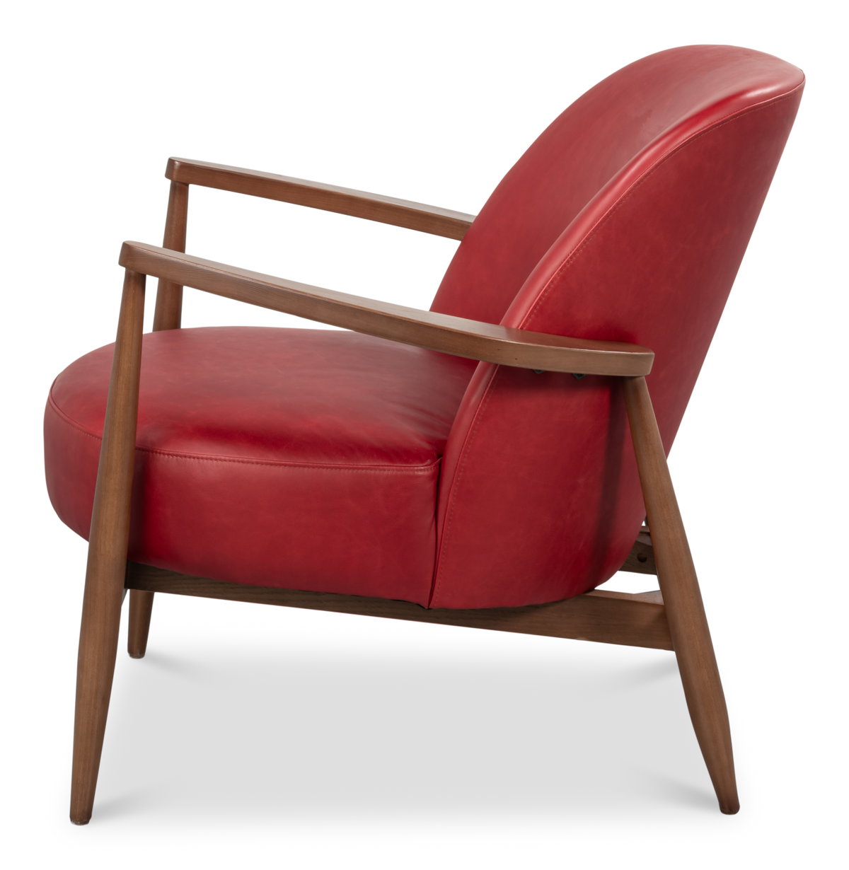 Pindar Armchair  Leather  New Rouge Red, by Sarreid, 2'7" length x 2'6" width x 2'6" height View 9