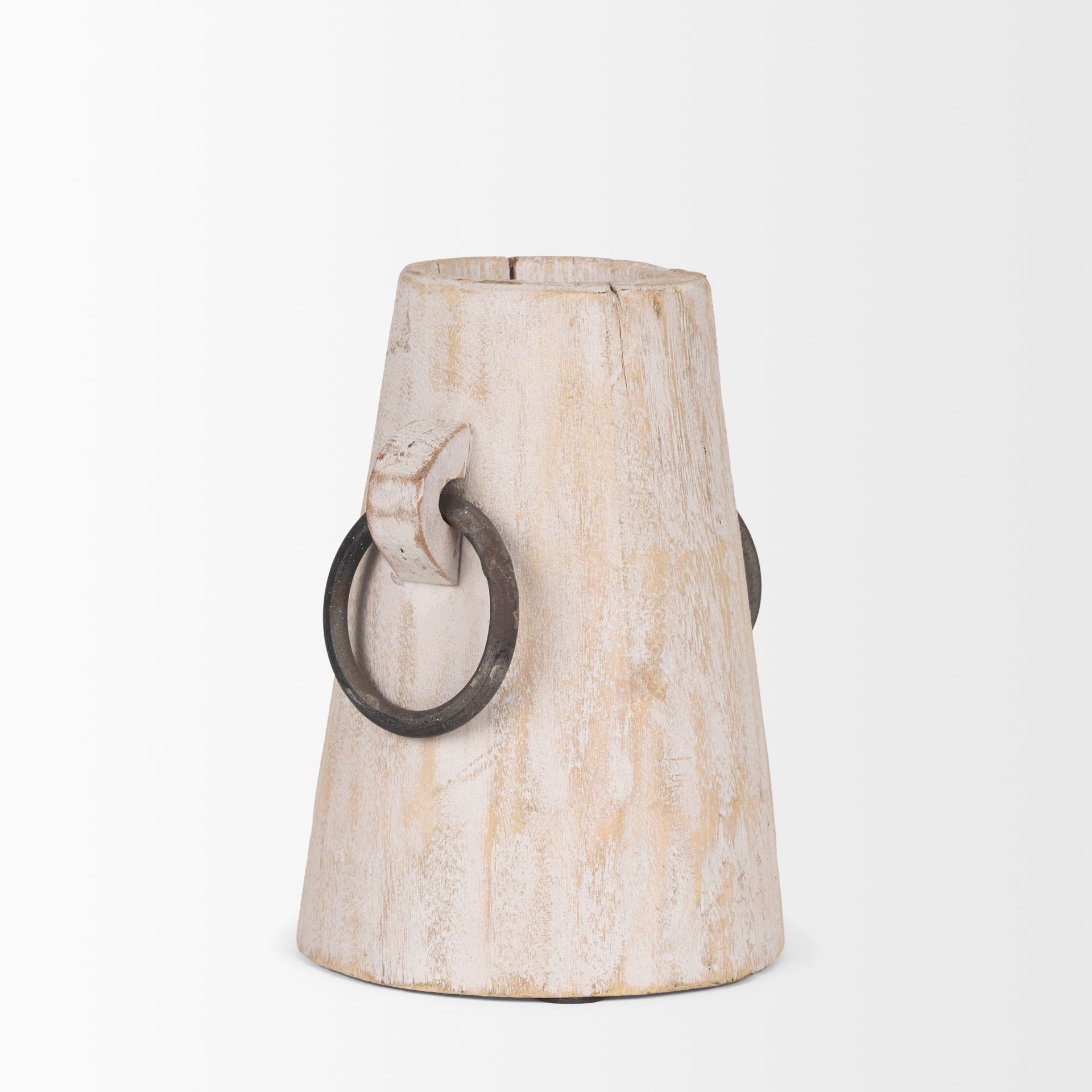 Monique Small Light Brown with Handles Wood Pot, Decorative Jar by Mercana, 5" length x 5" width x 7" height View 5