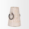 Monique Small Light Brown with Handles Wood Pot, Decorative Jar by Mercana, 5" length x 5" width x 7" height thumbnail 5