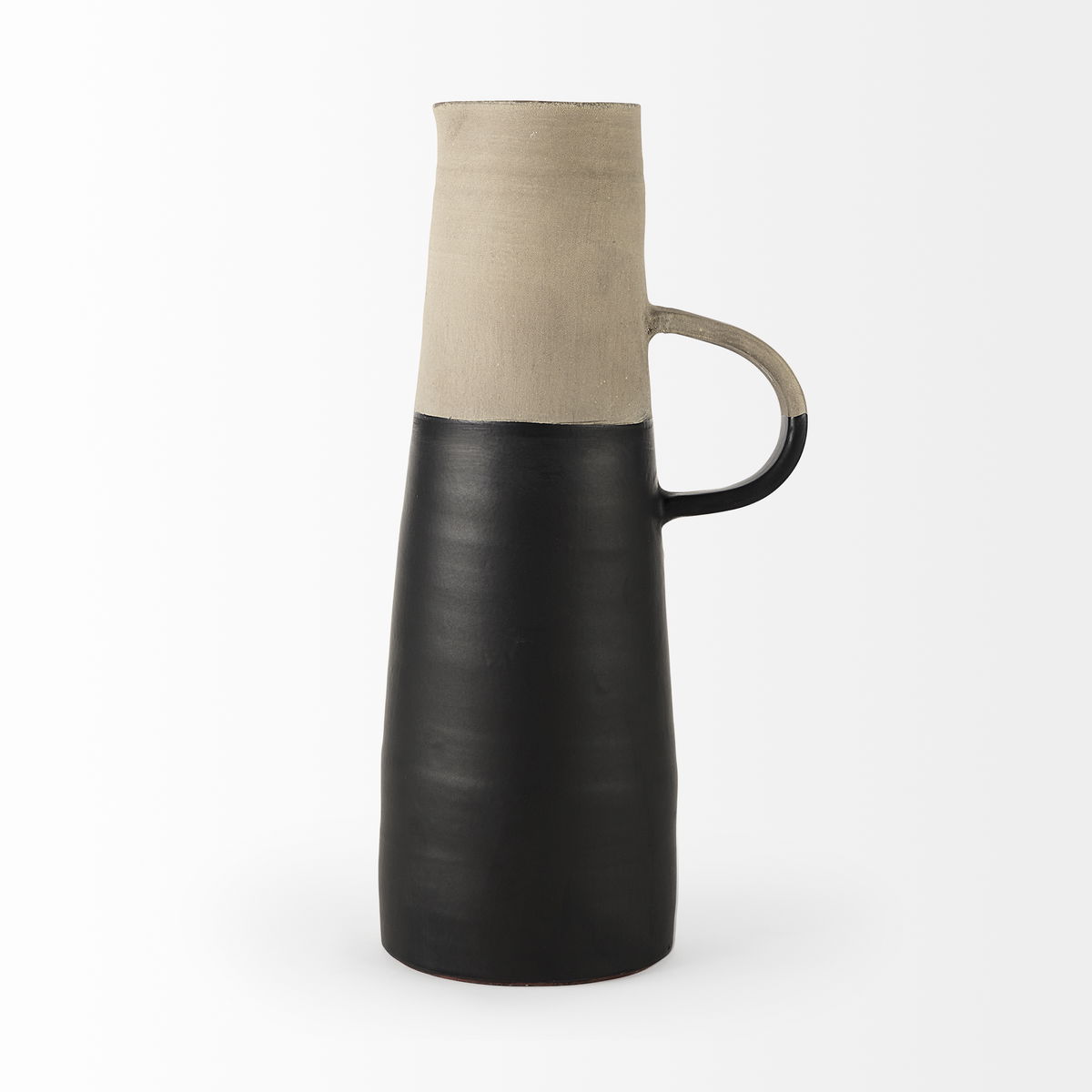 Garand Large 18.8H Two-Toned Black/Natural Ceramic Jug, Decorative Jar by Mercana, 7" length x 6" width x 16" height View 6