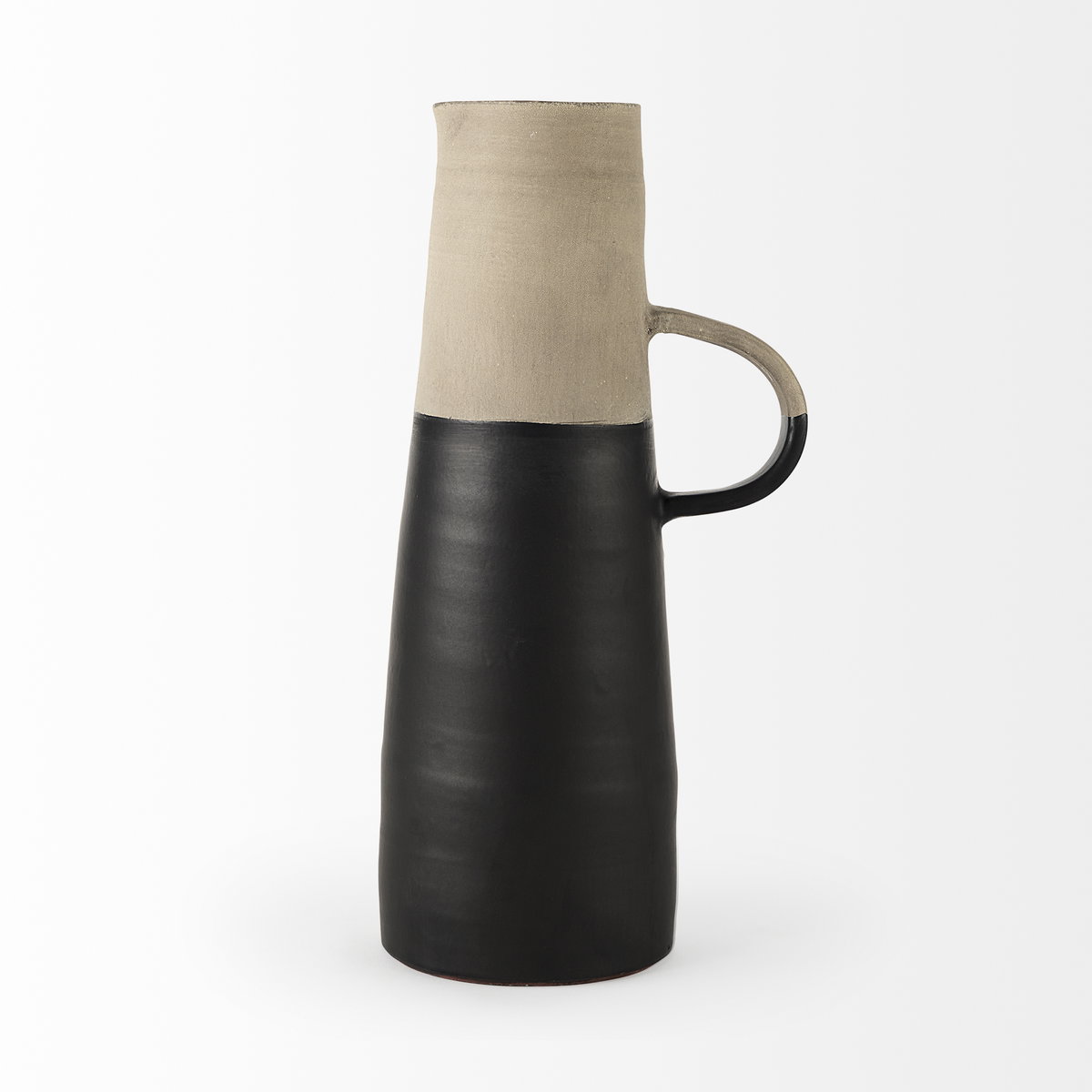 Garand Large 18.8H Two-Toned Black/Natural Ceramic Jug, Decorative Jar by Mercana, 7" length x 6" width x 16" height View 6
