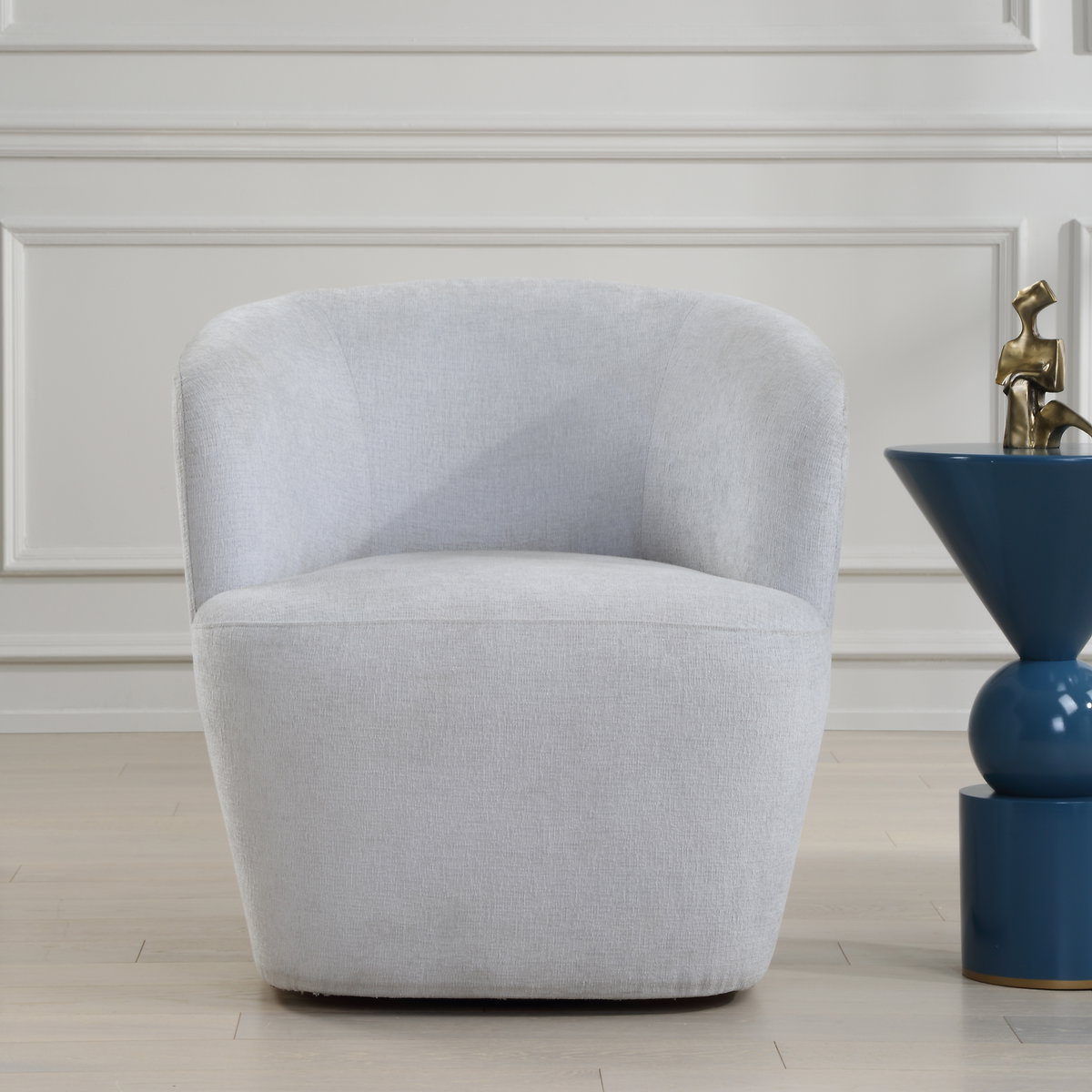 Mist Barrel Swivel Chair, Accent Chair by Uttermost, 29" width x 30.5" height x 30.25" depth View 2