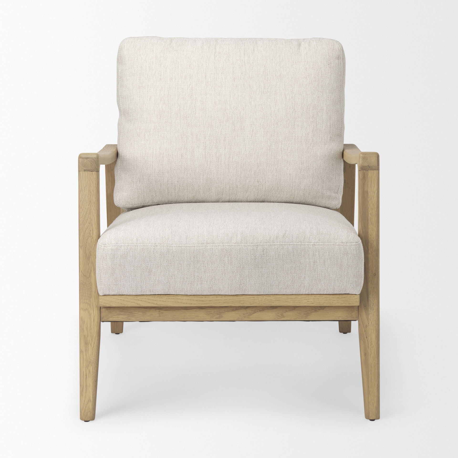 Raeleigh  Cream Fabric with Light Brown Wood Accent Chair large image 