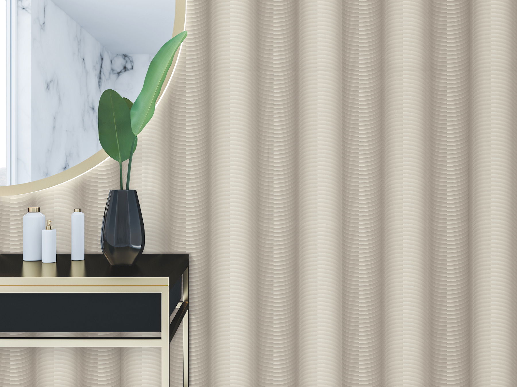 Ebb & Flow Grey Metallic Wallpaper large image 