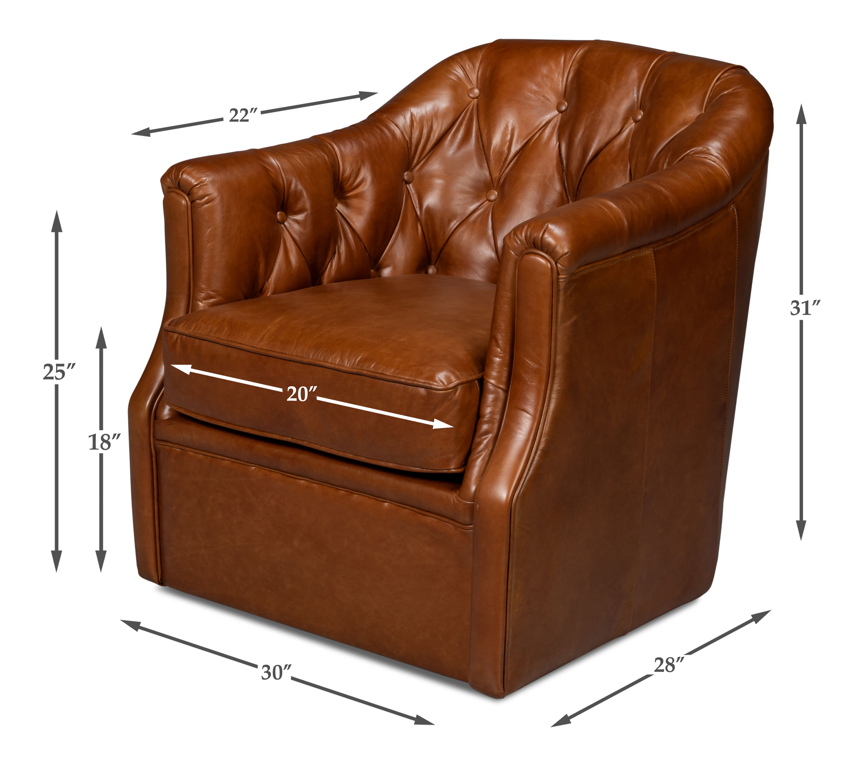 Coolidge Leather Swivel Chair Havana Brn large image 