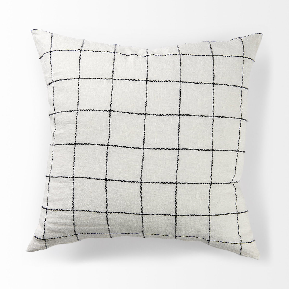Suzanne 22 x 22 White/Black Square Pattern Decorative Pillow Cover, by Mercana, 22" length x 22" width x 0.2" height View 9