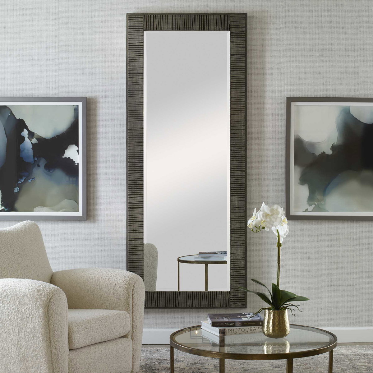 Figaro Oversized Wooden Mirror, by Uttermost, 2'9.5" width x 6'9.5" height x 2" depth View 4
