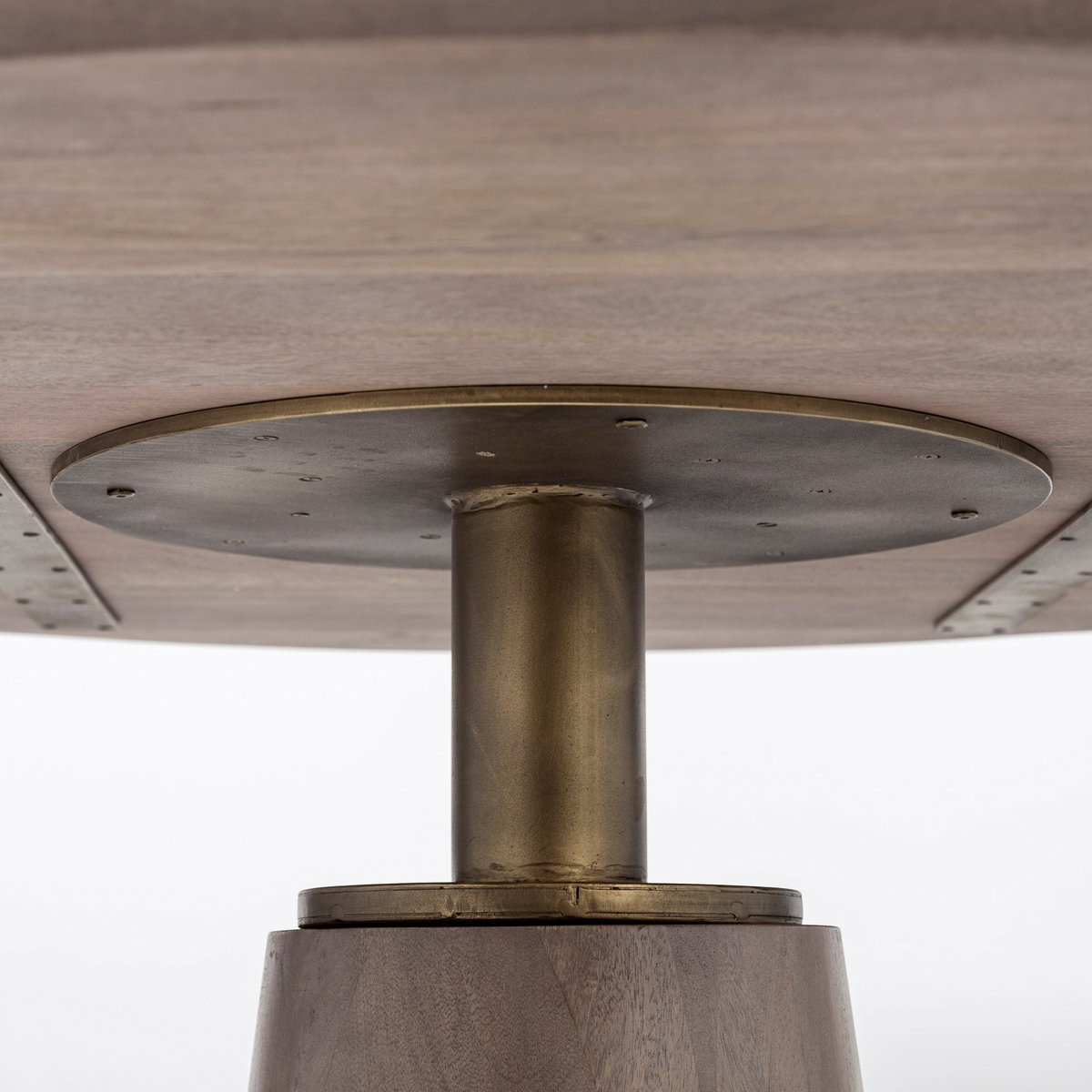 Maxwell 54' Round Pedestal Dining Table | Modern | Brown Wood & Brown Wood/Gold Metal | Seats 4, by Mercana, 54" length x 54" width x 30" height View 5