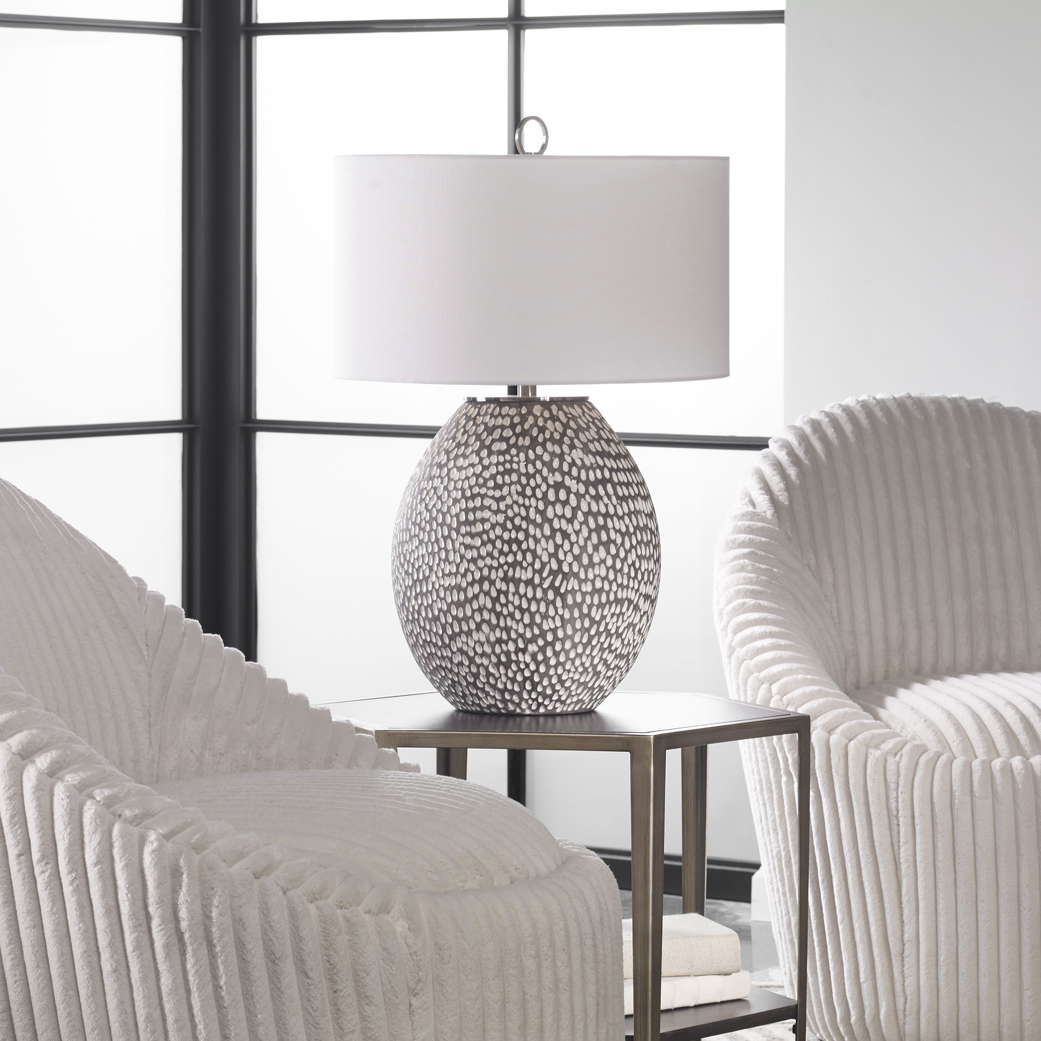 Cyprien Gray White Table Lamp large image 