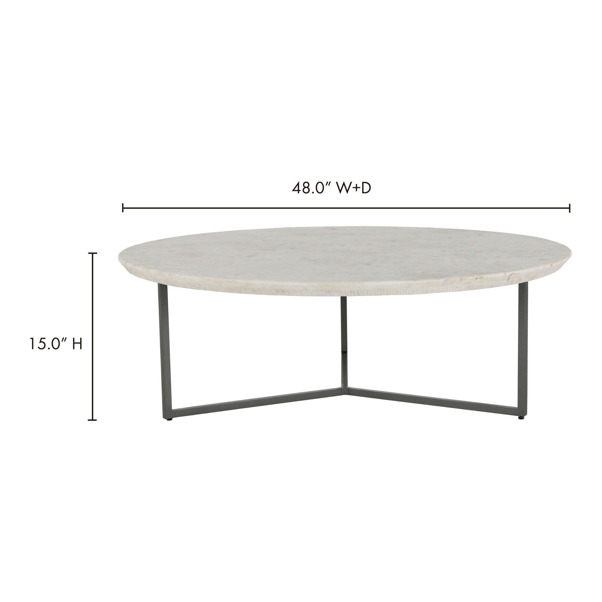 Chloe Coffee Table White, by Moe's Home, 48" width x 15" height x 48" depth View 8