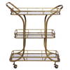 Stassi Gold Serving Cart, Bar Carts & Cabinet by Uttermost, 31.5" width x 37.12" height x 15.25" depth thumbnail 1