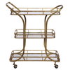 Stassi Gold Serving Cart, Bar Carts & Cabinet by Uttermost, 31.5" width x 37.12" height x 15.25" depth thumbnail 1
