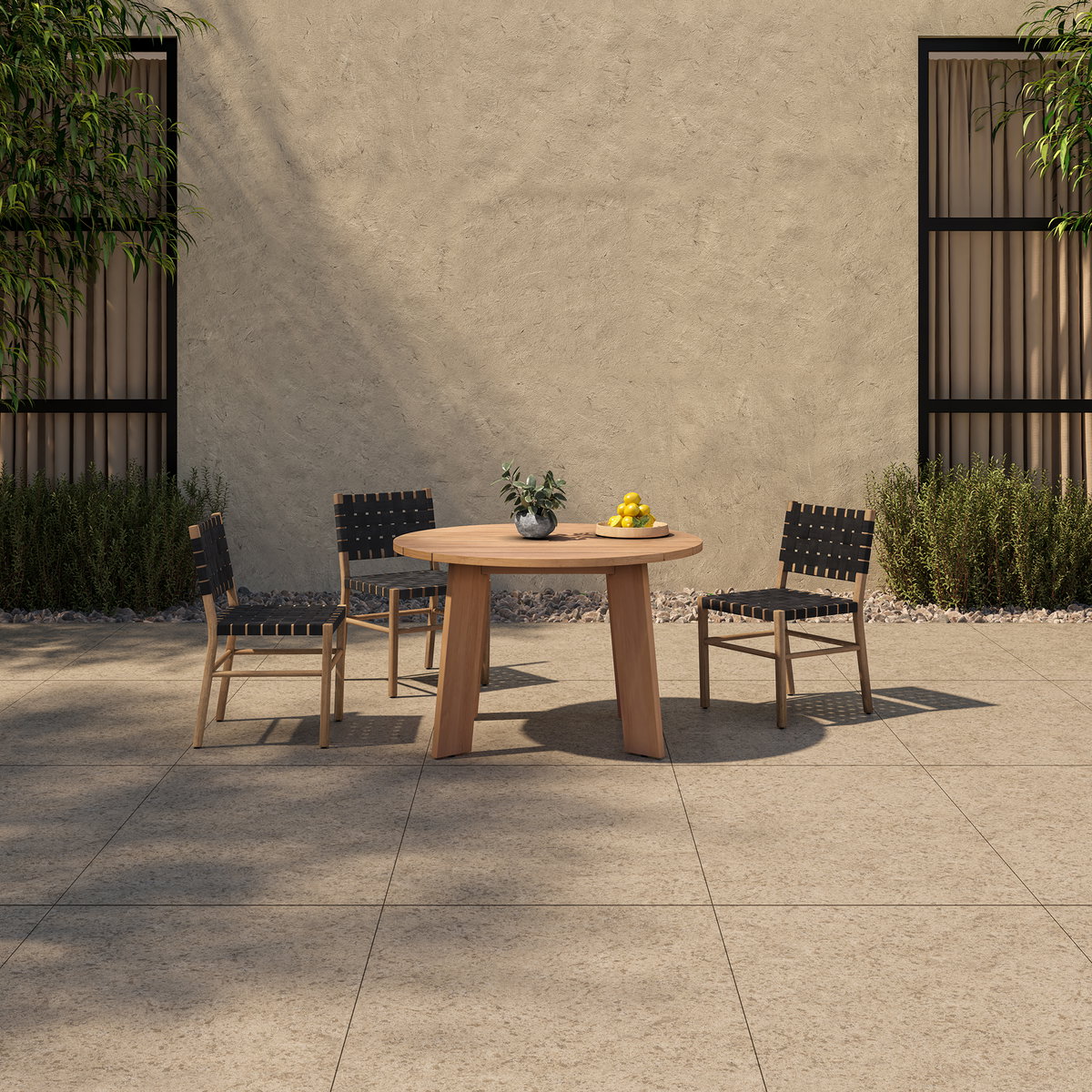 Delta Round Outdoor Dining Table Natural, Outdoor Table by Moe's Home, 3'11" width x 2'6" height x 3'11" depth View 7