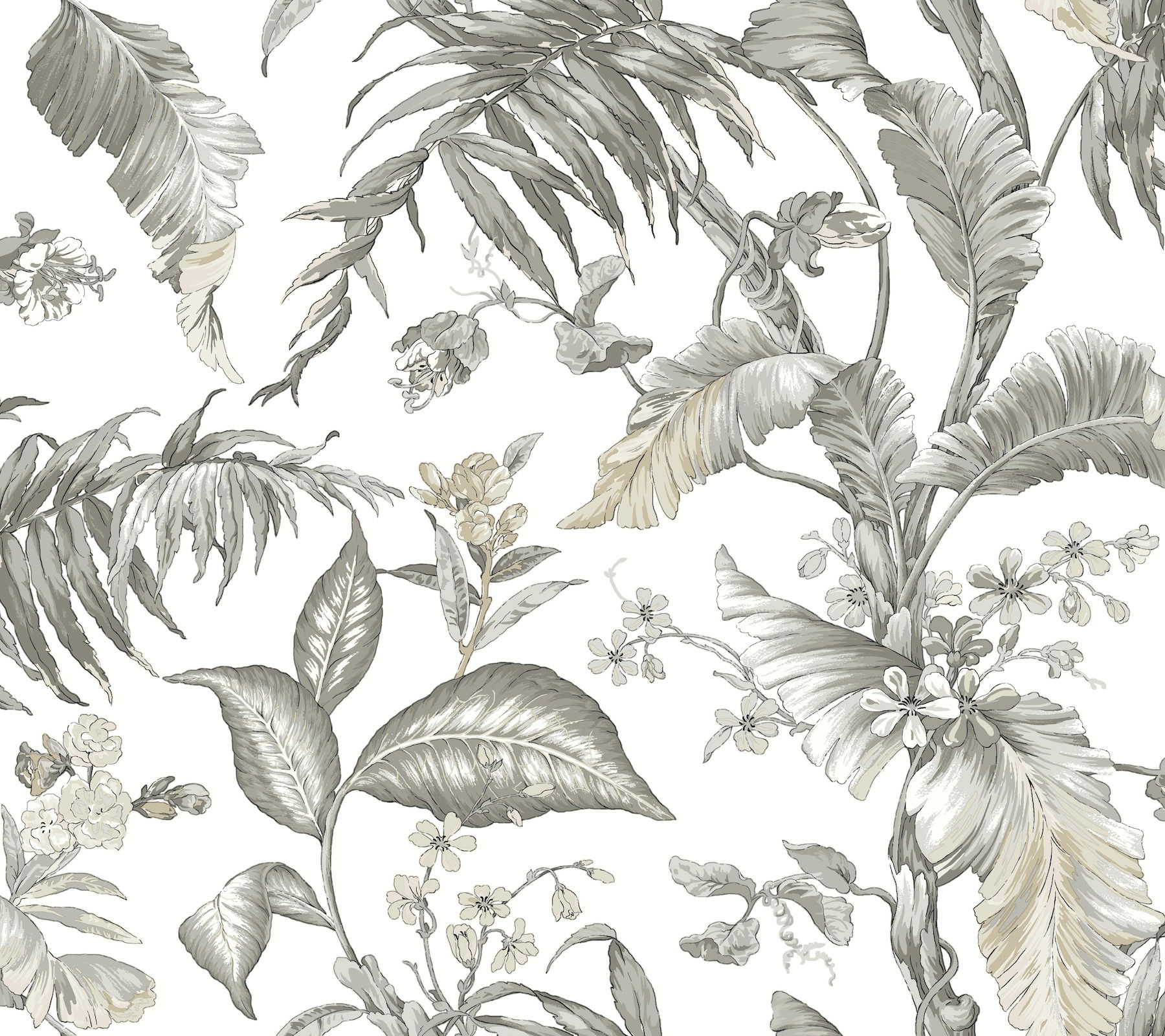 Fiji Garden White Peel & Stick Wallpaper large image 