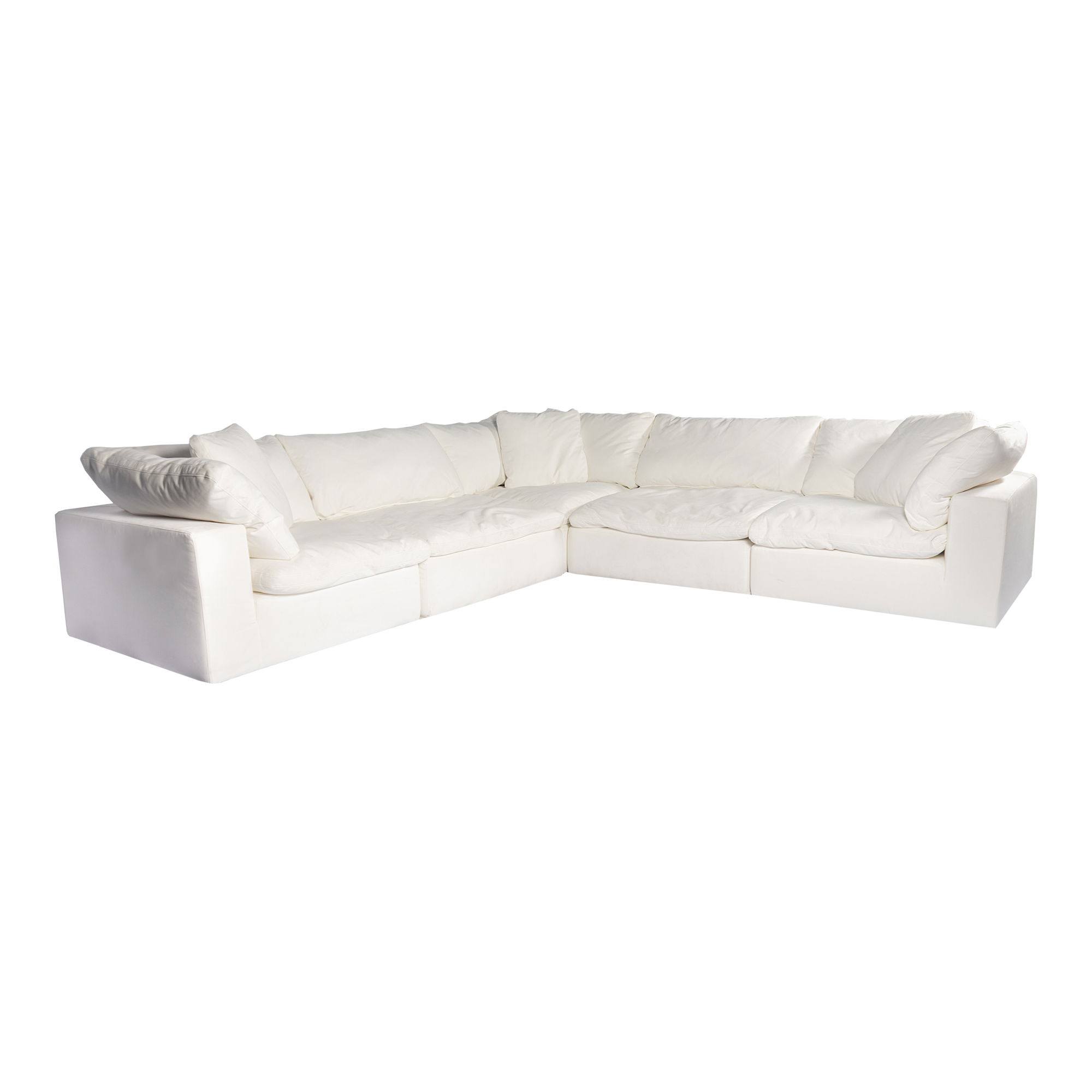Clay Classic L-shaped Modular Sectional Cream White, Sectional Sofa by Moe's Home, 133.5" width x 32.5" height x 133.5" depth View 1