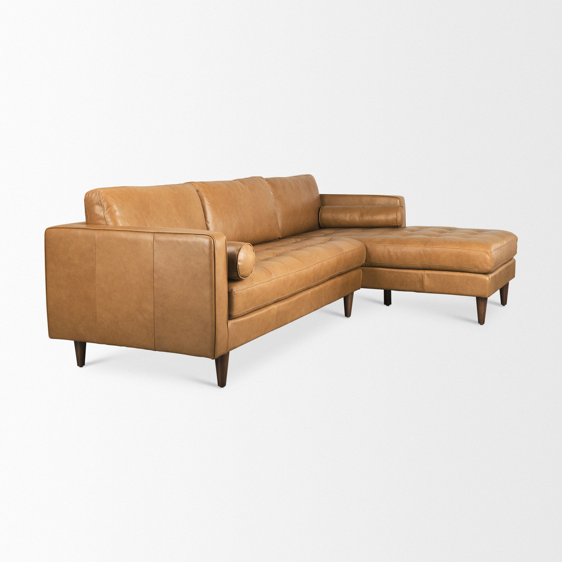 Svend 111.4L x 68.0W x 33.9H Tan Leather Right Chaise Sectional Sofa large image 