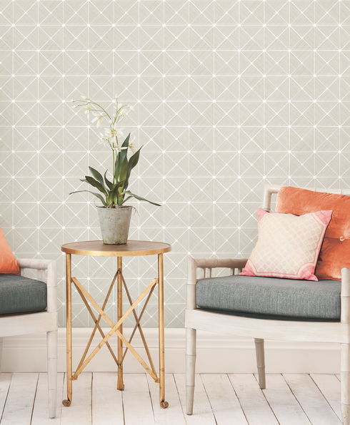 Double Diamonds Off White Peel & Stick Wallpaper