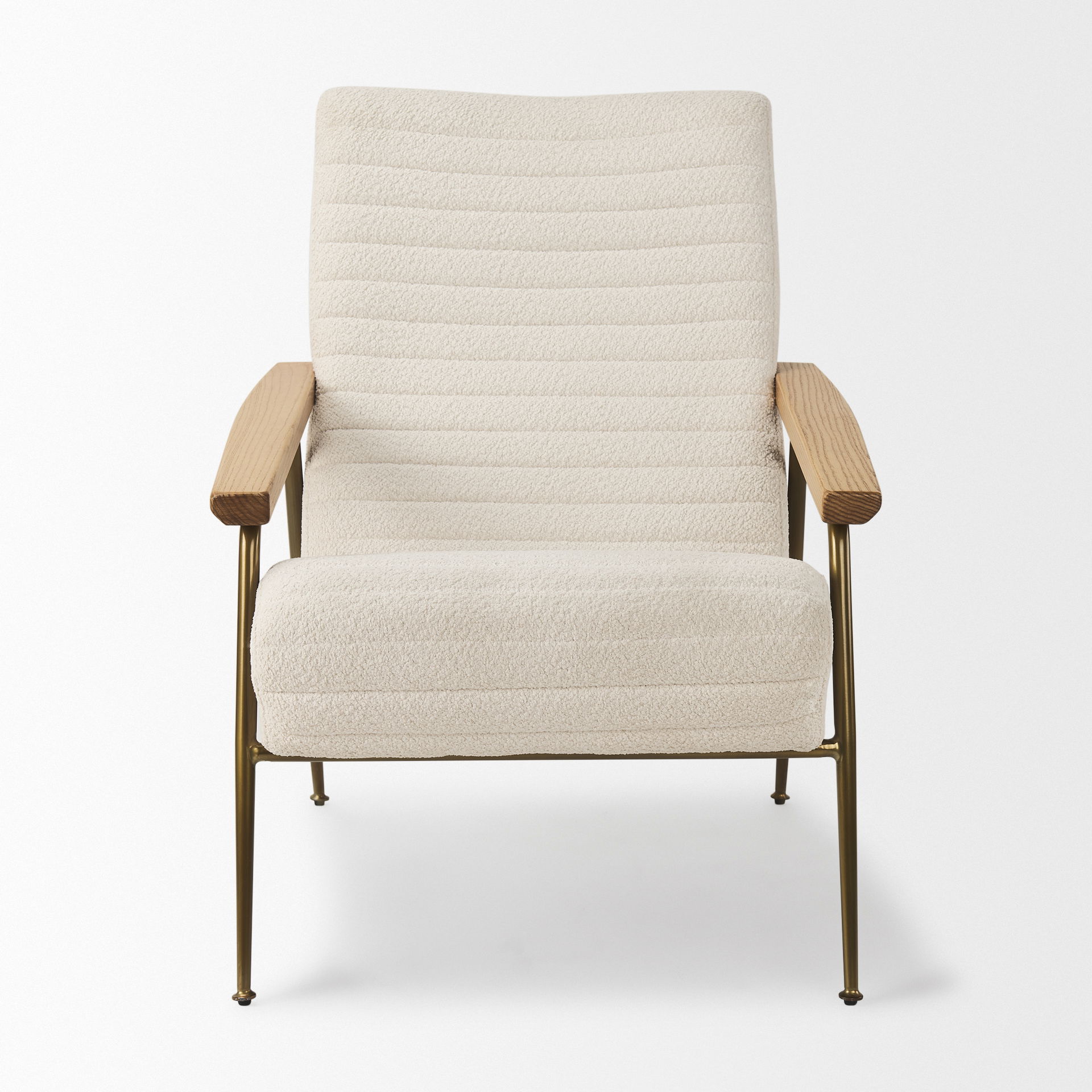 Grosjean Cream Boucle Accent Chair, by Mercana, 27.56" length x 37.01" width x 34.65" height View 2