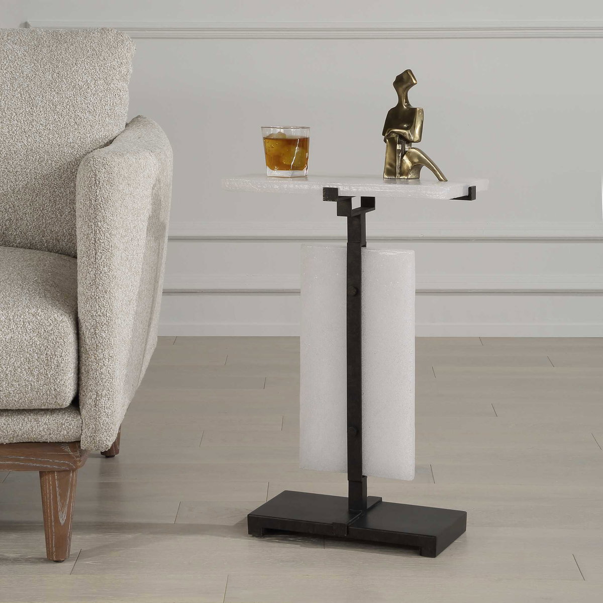 Elements Bubble Glass Accent Table, Side & End Table by Uttermost, 16.5" width x 24" height x 10.5" depth View 6