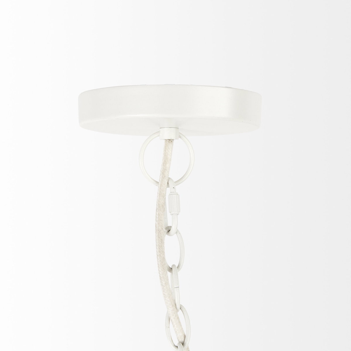 Theta 30.0 L x 30.0 W x 15.0 H White-Washed Beaded Chandelier, by Mercana, 30" length x 30" width x 14.96" height View 4