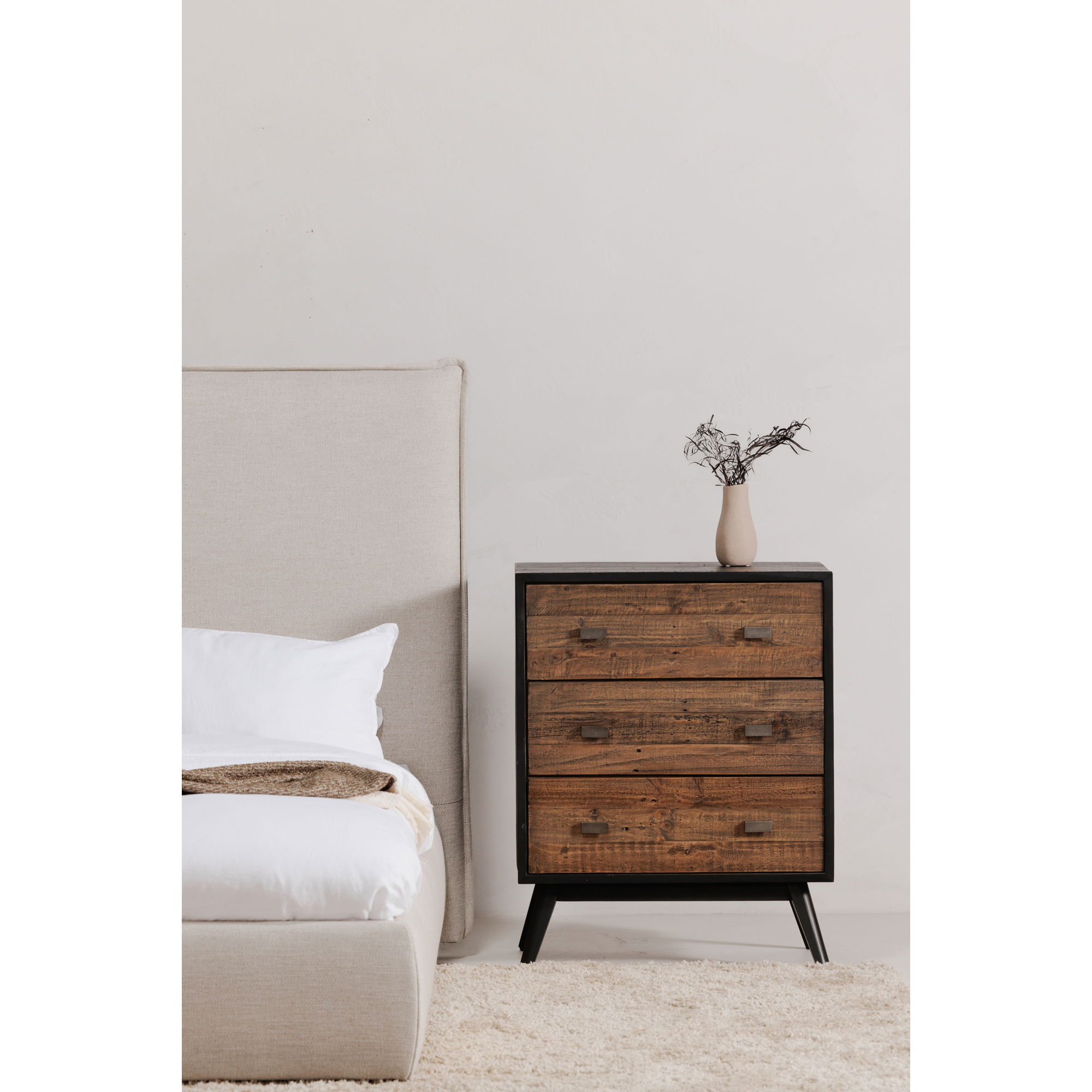 Nova 3 Drawer Nightstand Black large image 