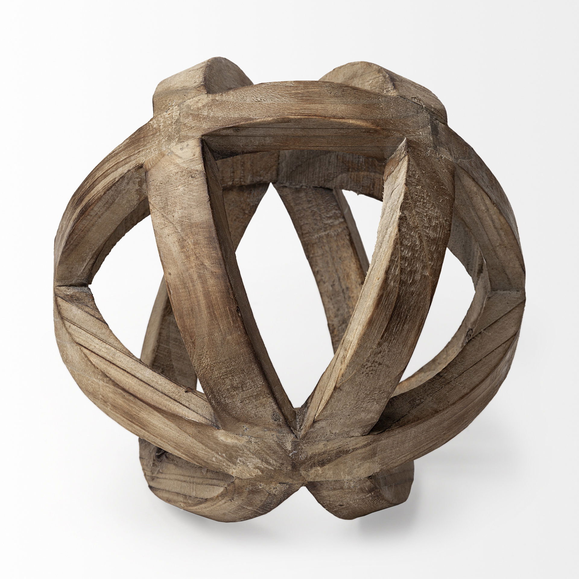 Tibik 8L x 8W Natural Wooden Orb, Decorative Object by Mercana, 8" length x 8" width x 8" height View 5