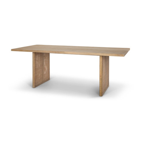 Grier 84"L x 38"W Dining Table | Modern | Light Brown Wood & Light Brown Wood Cane | Seats 8