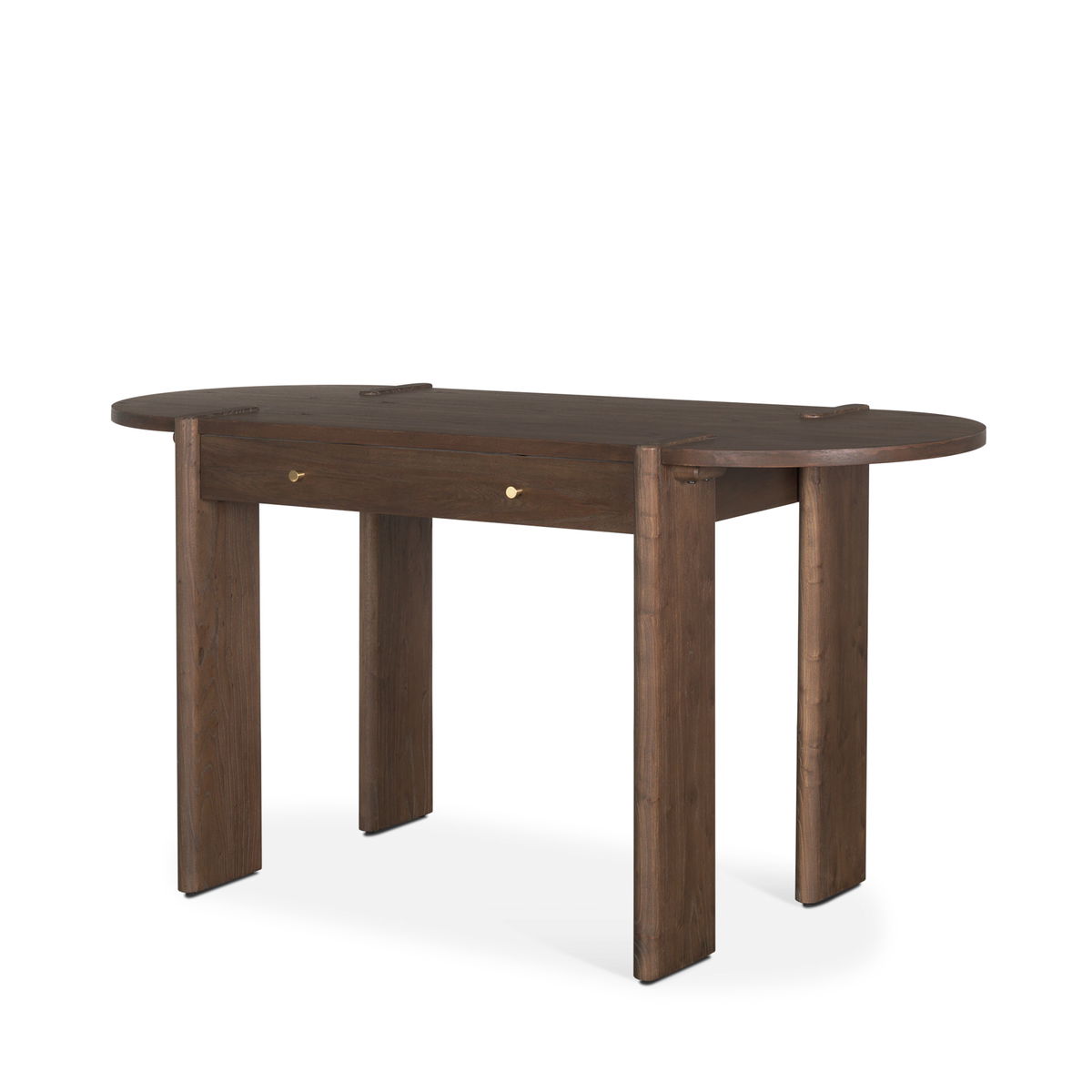 Sohan Dark Brown Elm Wood Oblong Desk, by Mercana, 59" length x 25" width x 30" height View 1