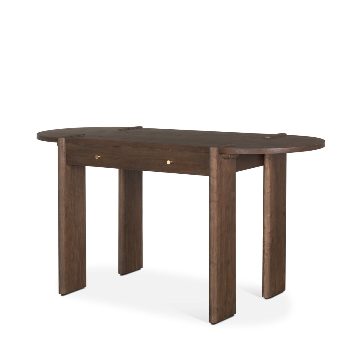 Sohan Dark Brown Elm Wood Oblong Desk, by Mercana, 59" length x 25" width x 30" height View 1