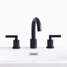 Online Designer Bathroom Jackson Widespread Gooseneck Bathroom Faucet Set, Matte Black