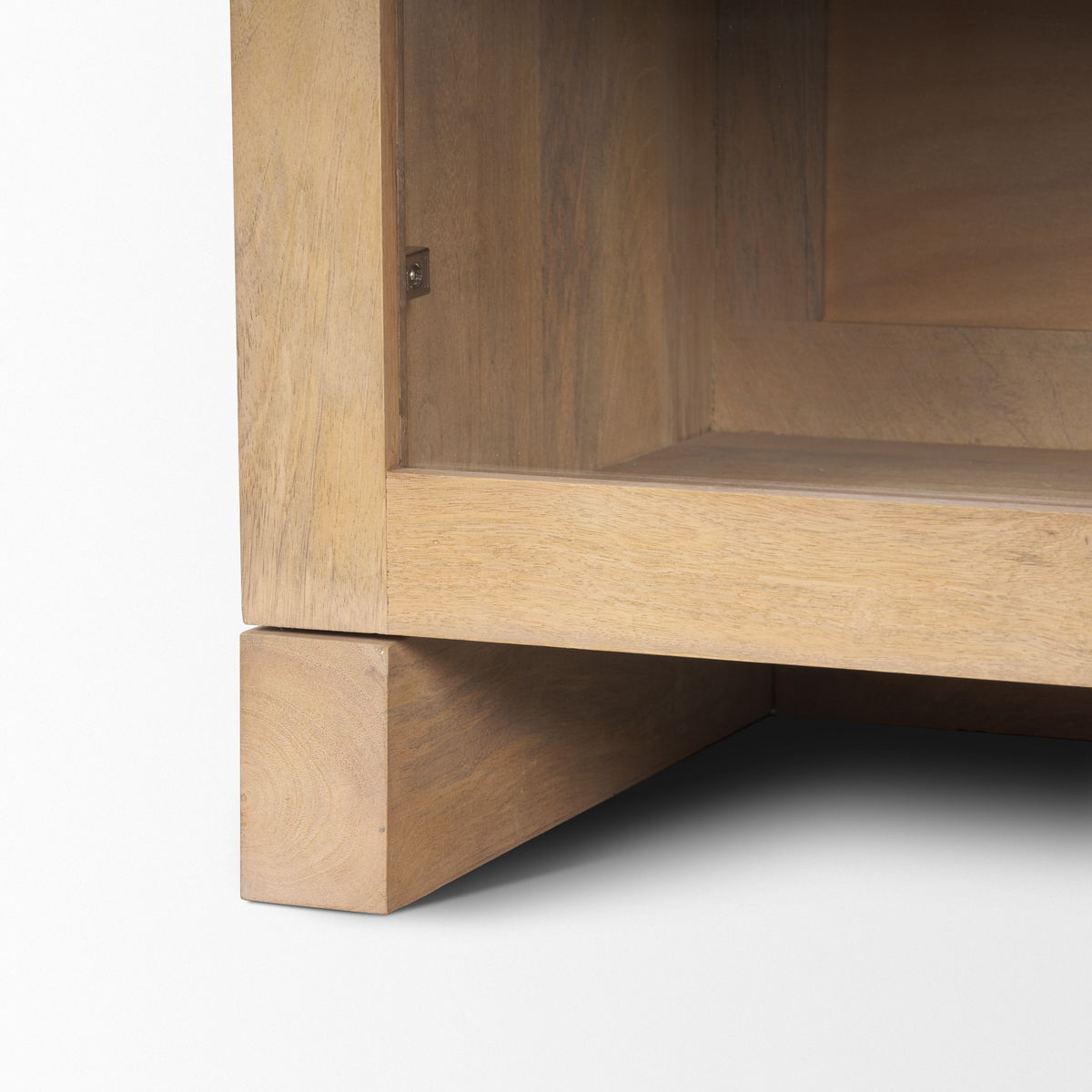 Suri Light Brown Wood with Glass Doors Sideboard, Sideboards & Buffet by Mercana, 80" length x 18" width x 36" height View 14