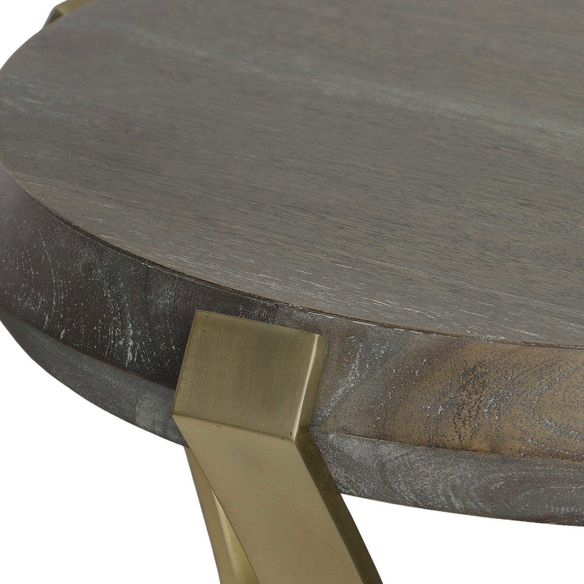 Unite Brass Leg Wood Side Table, Side & End Table by Uttermost, 22.5" width x 24" height x 22.5" depth View 6