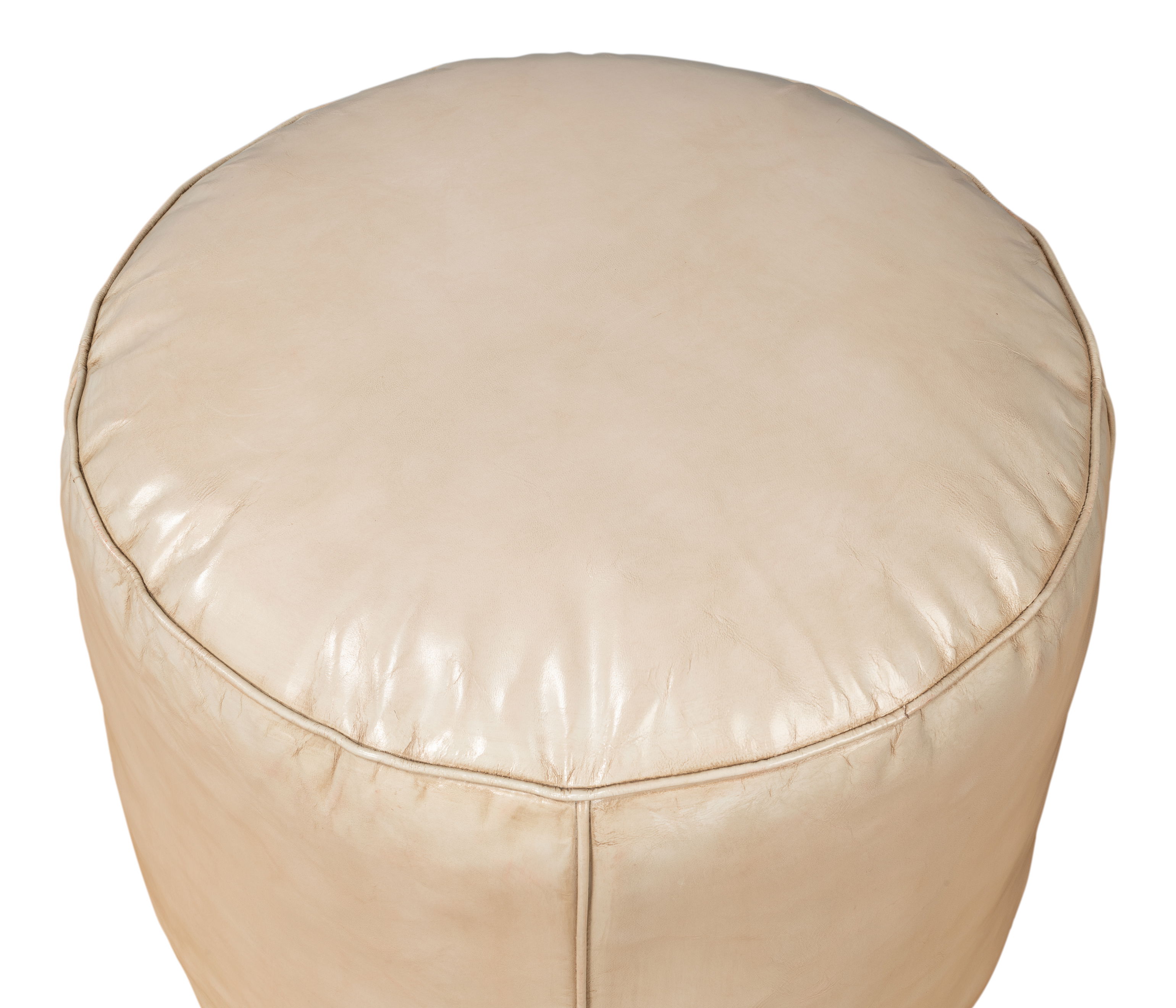 Soccerball Stool, Taupe Leather, Seating by Sarreid, 22" length x 22" width x 18" height View 10