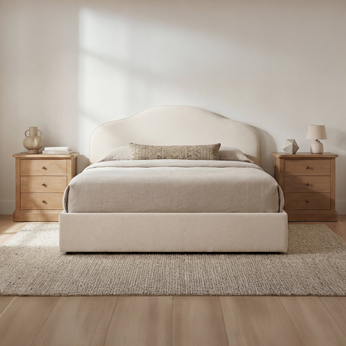 Maggie King Storage Bed Cream, by Moe's Home, 7'3.99" width x 3'9.86" height x 7'3.6" depth View 7