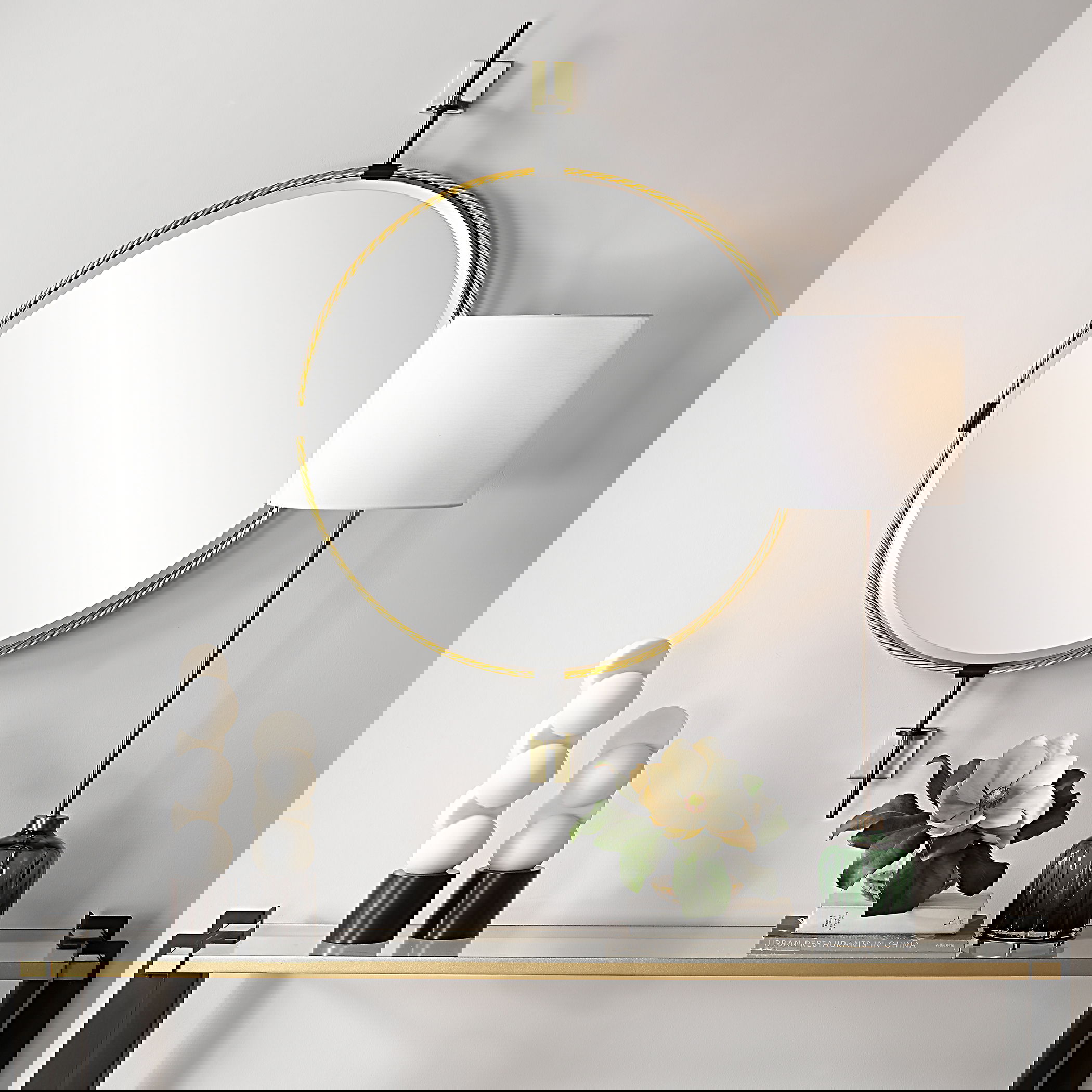 Guardrail Round Mirror, by Uttermost, 31" width x 47.75" height x 3.75" depth View 2