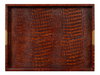 Norton Leather Tray, Croco Leather, Tan, Decor by Sarreid, 24" length x 18" width x 2.5" height thumbnail 11