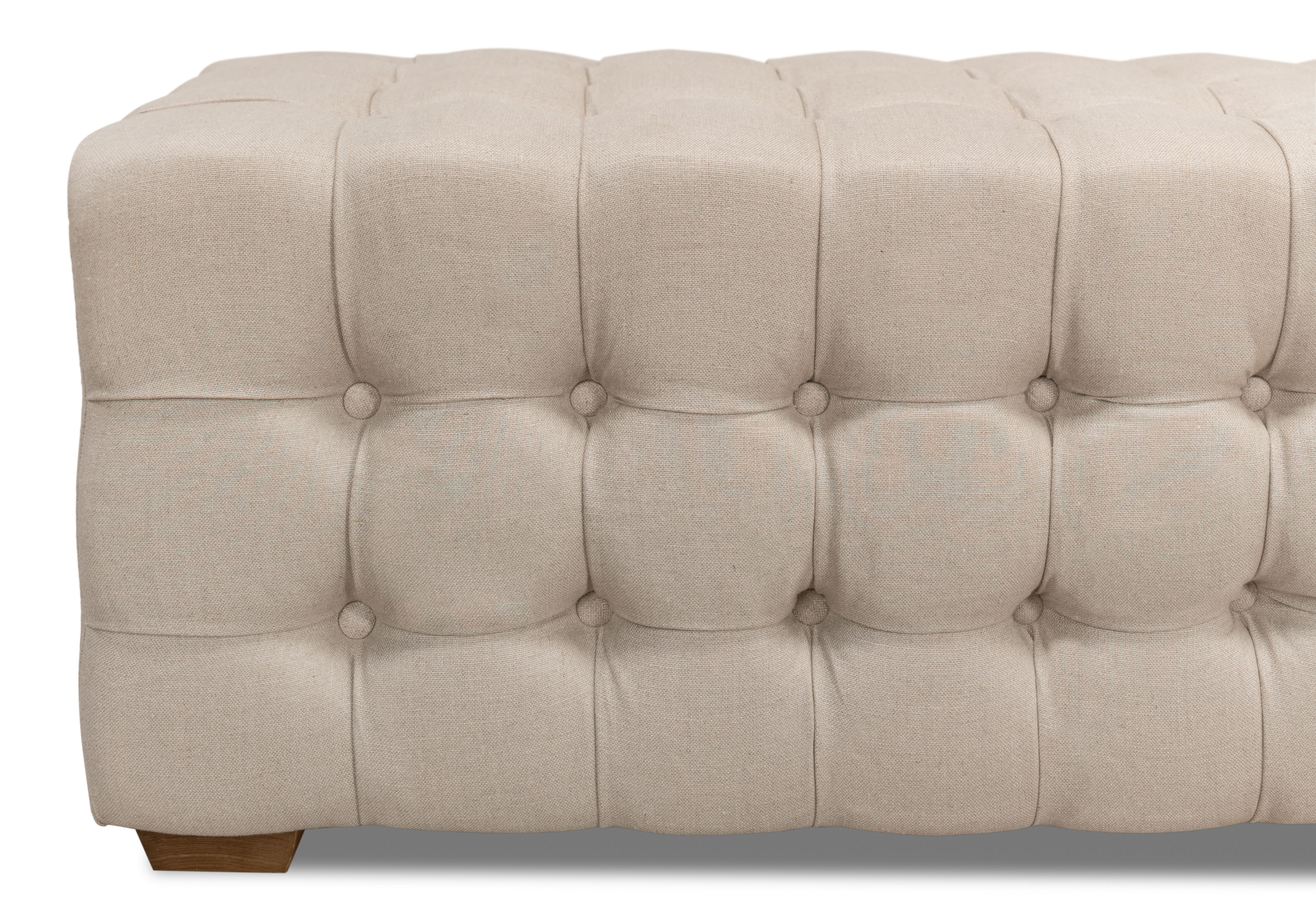 Beam Bench, Tufted Beige Linen large image 