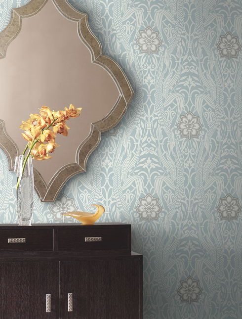 Gatsby Damask Blue Wallpaper