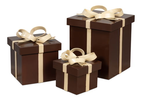 Ferrell Leather Holiday Boxes,S/3,Choco