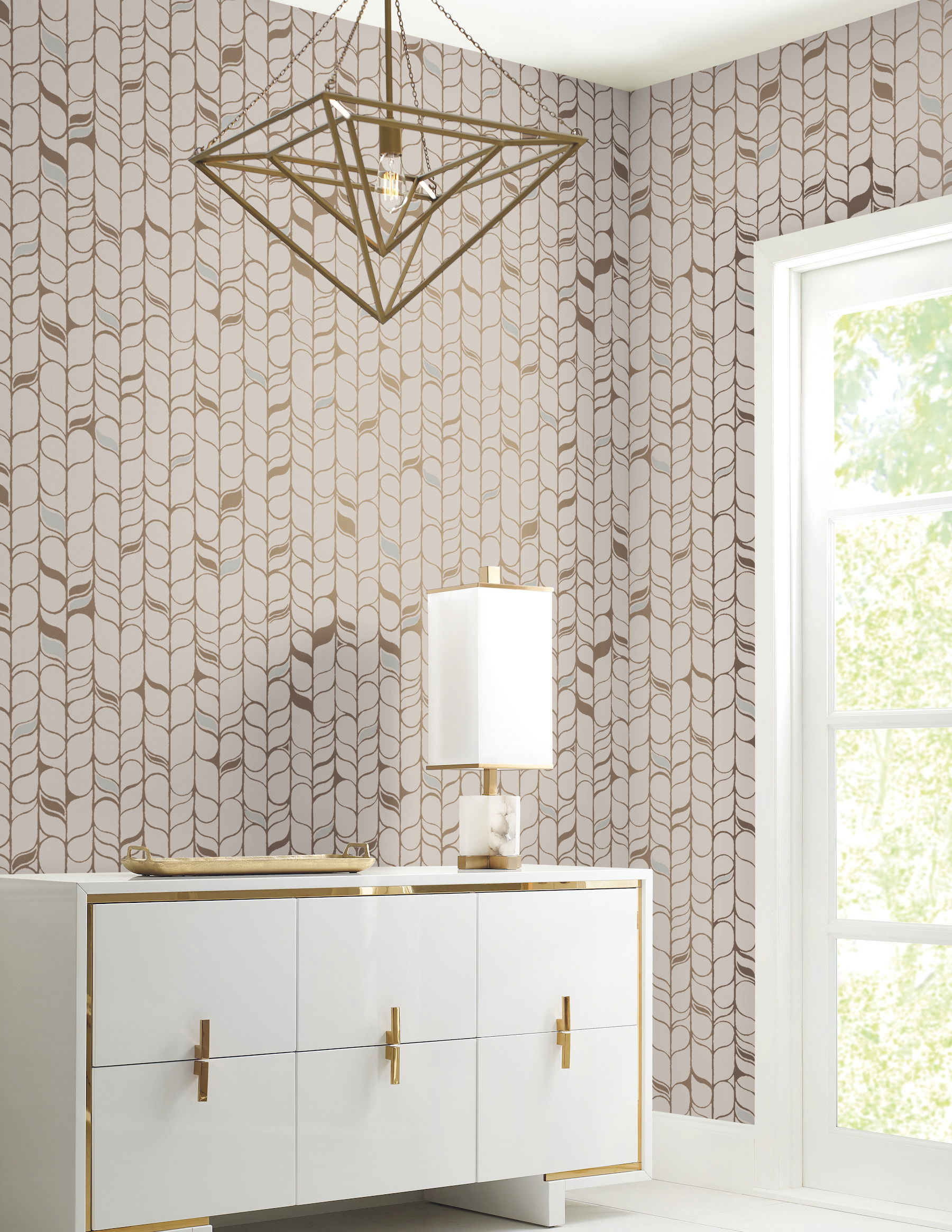 Perfect Petals Beige & Gold Wallpaper large image 