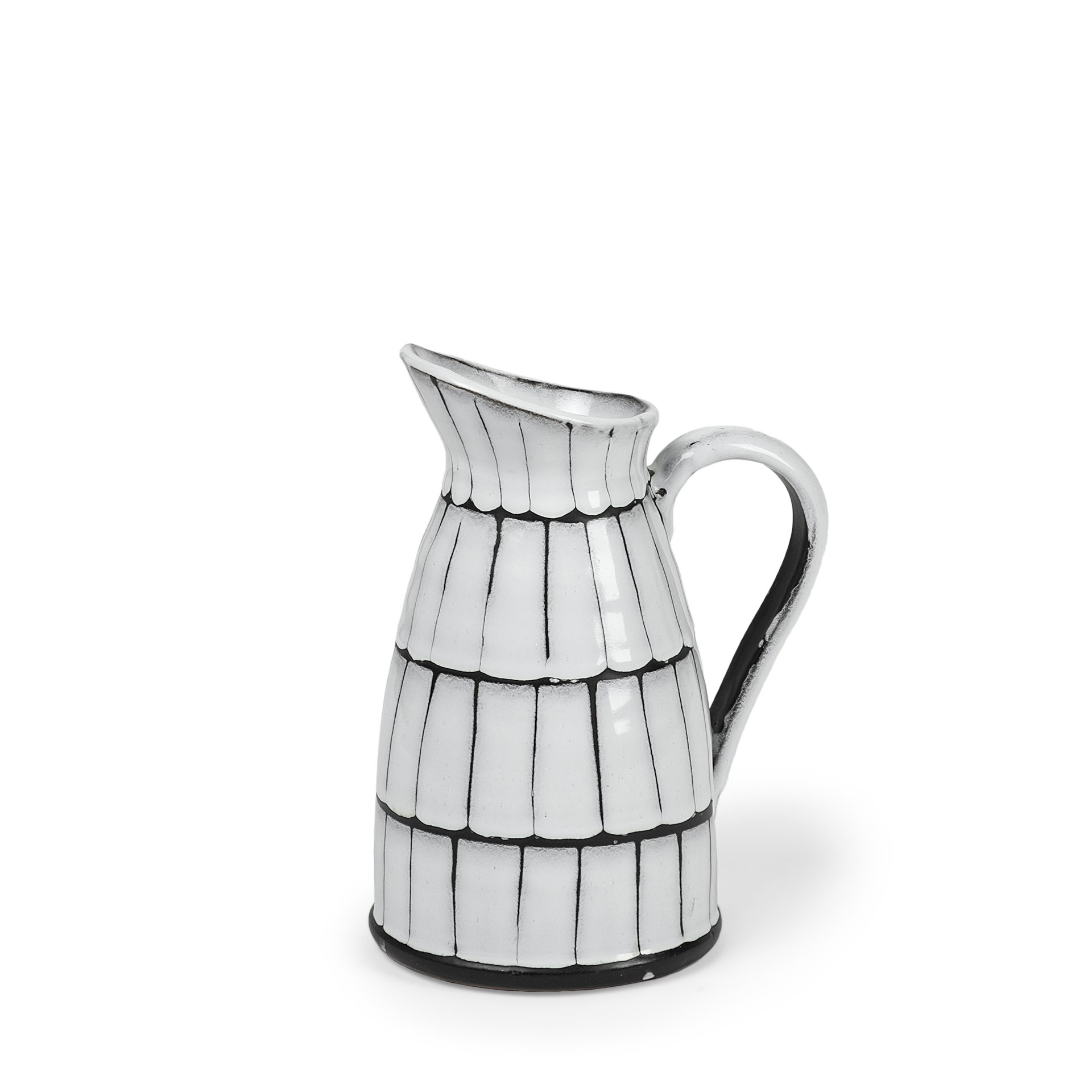 Lome Small White/Black Ceramic Jug, Decorative Jar by Mercana, 7.7" length x 5.9" width x 10" height View 1