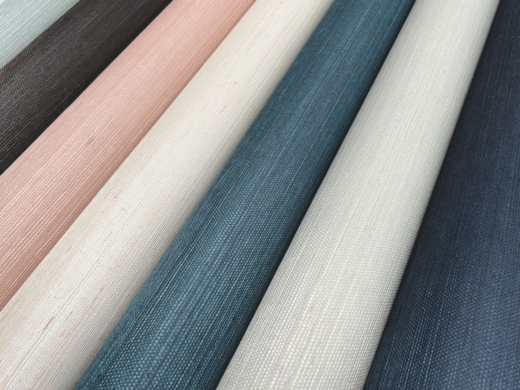 Plain Grass Sisal Grasscloth Blue Wallpaper large image 