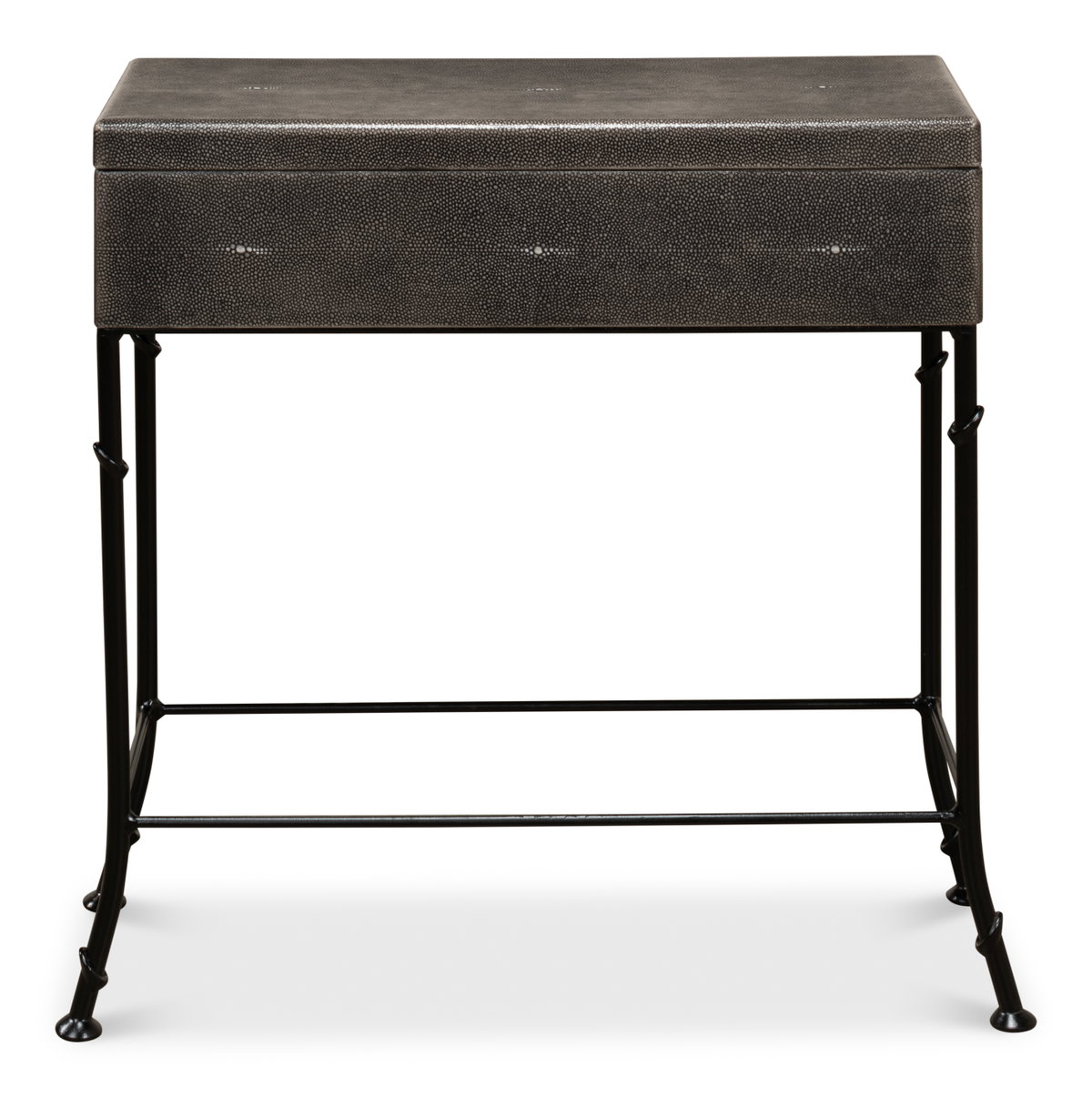 Grey Leather Shagreen Box On Stand, by Sarreid, 10" length x 2' width x 2'1" height View 2