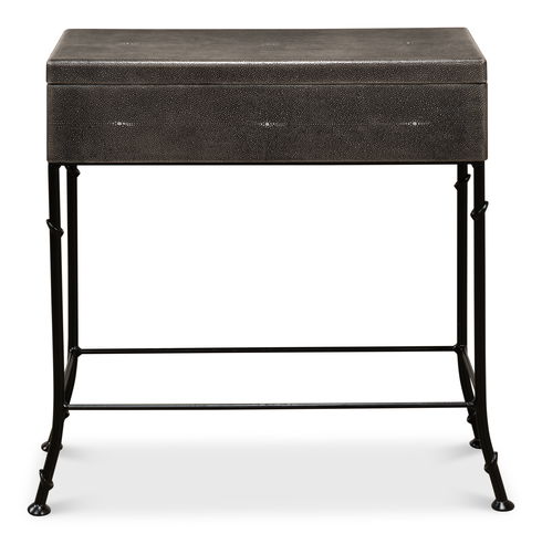 Grey Leather Shagreen Box On Stand