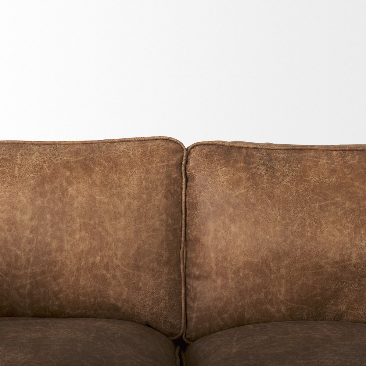 Brooks  Cognac Brown Faux Leather Three Seater Sofa with Medium Brown Wooden Legs, Sofas & Sectional by Mercana, 90.16" length x 34.84" width x 33.46" height View 12
