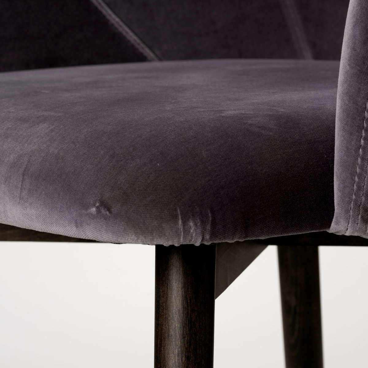 Ronald Curved Back Dining Side Chair | Grey Velvet with Black Wood, Dining Chair by Mercana, 23.25" length x 21.75" width x 32.25" height View 11